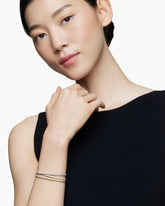 Sculpted Cable Flex Three Row Bracelet in 18K Gold with Diamonds, 21mm